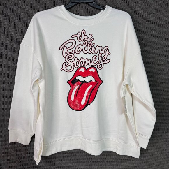 The Rolling Stones Womens Plus Size 2X White Graphic Sweatshirt Long Sleeve Top - Picture 1 of 6
